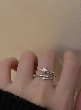 星星ins小指设计感高级戒指可调节女套装锆石开口尾戒小众食指戒