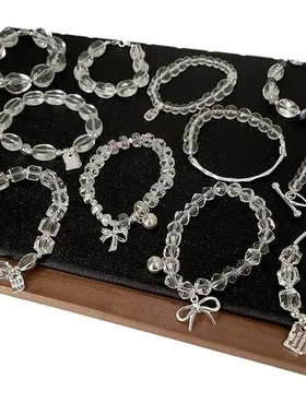 优雅手饰手链时尚气质小众串珠白水晶百搭轻奢简约手环女设计透明