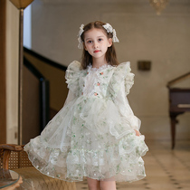 Girl Fall Loretta Princess Dress 2023 Autumn children Broken Flowers Sweet And Long Sleeves Dress Birthday Dress