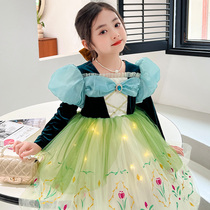 Girl Autumn Dress New Ana Princess Dress 2023 Autumn Children Bright Light Princess Dresses Birthday Dress Birthday Dress