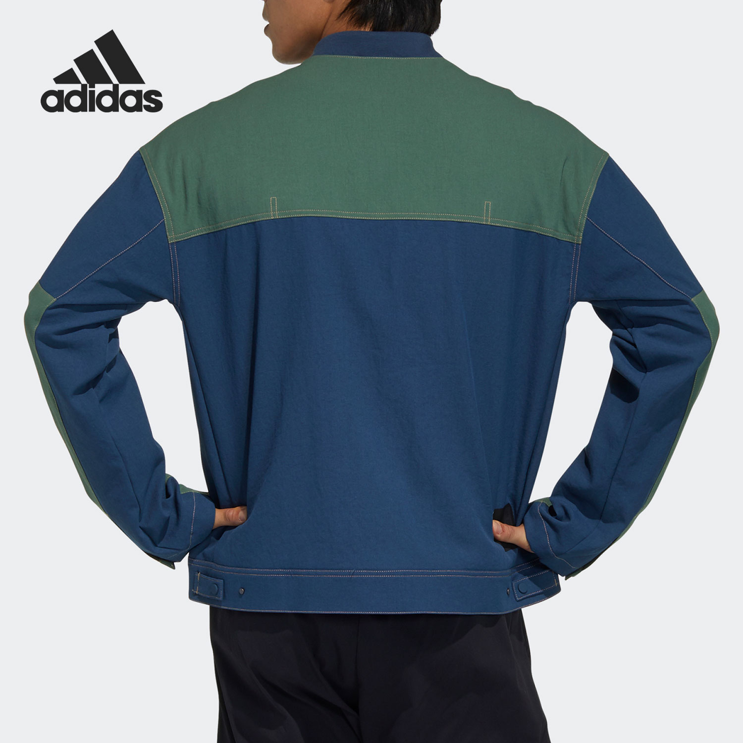 Adidas/阿迪达斯正品新款男子武极运动服蓝绿拼接夹克 GP0905 - 图1