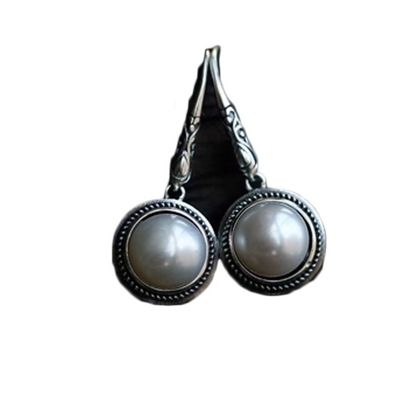 s925纯银镂空雕花淡水珍珠耳环女个性复古中国风抗过敏耳钩耳饰女,淘宝优惠券,粉丝福利购,淘宝优惠卷