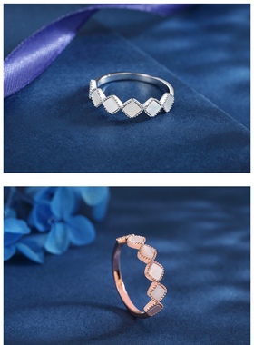 贝母菱形贝壳铜镀真金气质通勤戒指BORA女