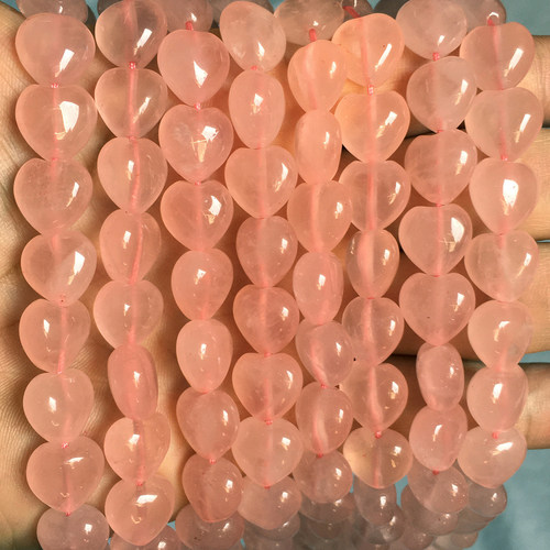 10-18mm心形粉晶天然粉水晶珠子散珠diy手工串珠手链材料招桃花女 - 图1