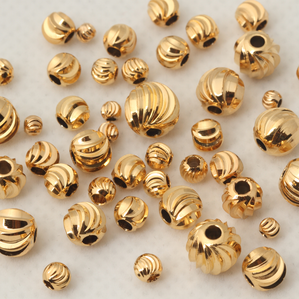 3-8mm纯铜镀金24K 轮纹隔珠散珠子 饰品配件 diy手工串珠手链材料 - 图0