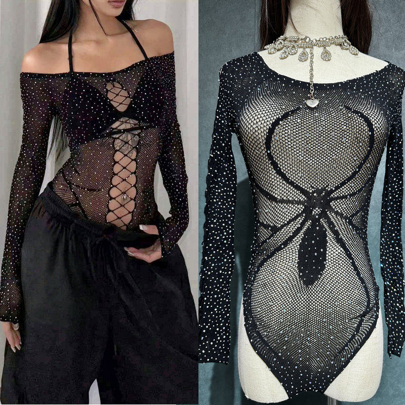 网红酒吧DJ女歌手gogo点舞服爵士上衣Kpop舞蹈服装烫钻女团演出服 - 图2