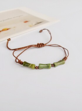 玉石竹手链中国风男女学生上岸