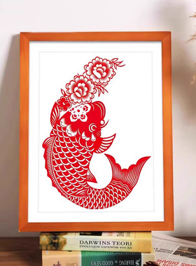 中式剪纸画框装裱手工刻纸作品框