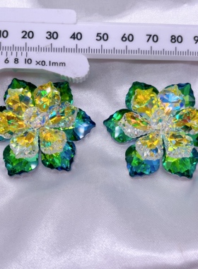 重工爆闪玻璃冰花小众仙女洞洞鞋配饰适配卡骆驰crocs鞋花鞋扣diy
