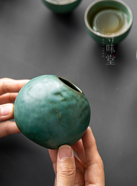 寻味堂墨绿陶瓷石纹花器小花瓶