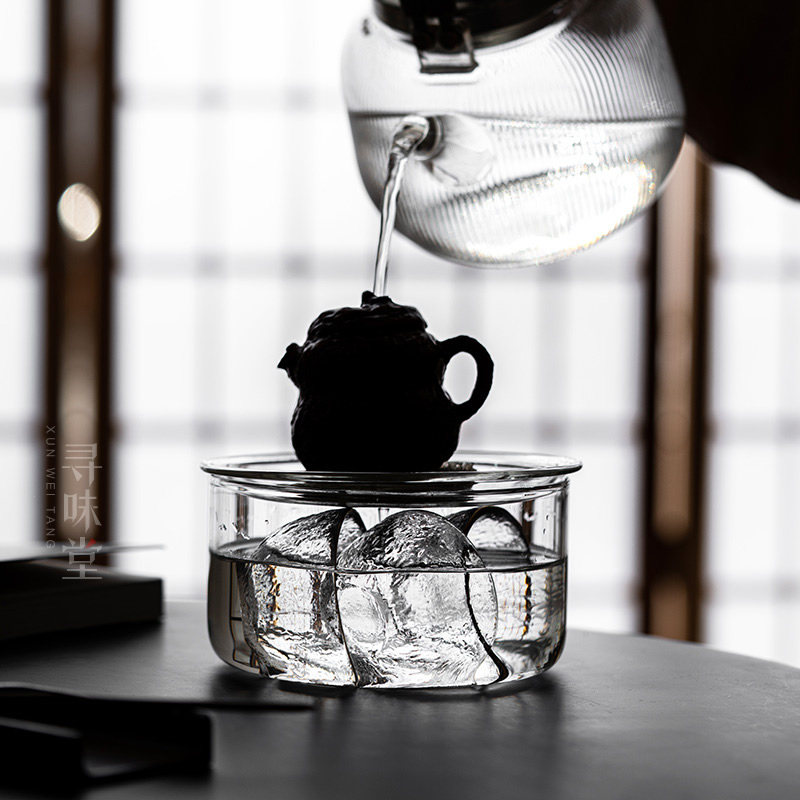 优质玻璃壶承建水｜茶壶托加厚耐高温茶水盂双层茶渣桶干泡茶具 - 图0