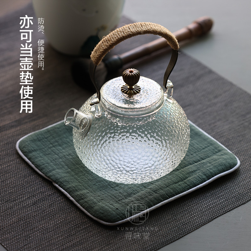 包边双色棉麻茶巾｜养壶垫吸水加厚茶布桌布小方巾功夫茶具配件-图2