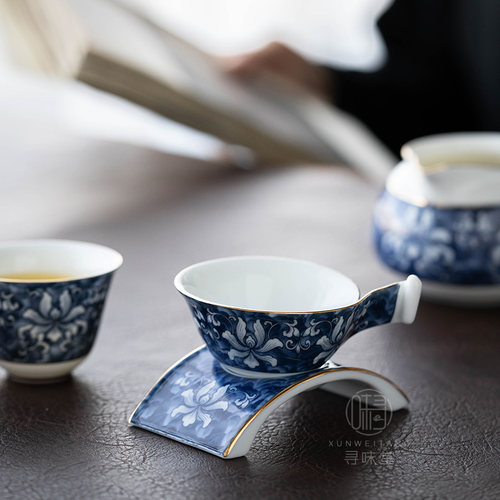 描金青花瓷茶漏｜高档釉下彩锦上添花茶滤 过滤网 功夫茶具滤茶器 - 图2