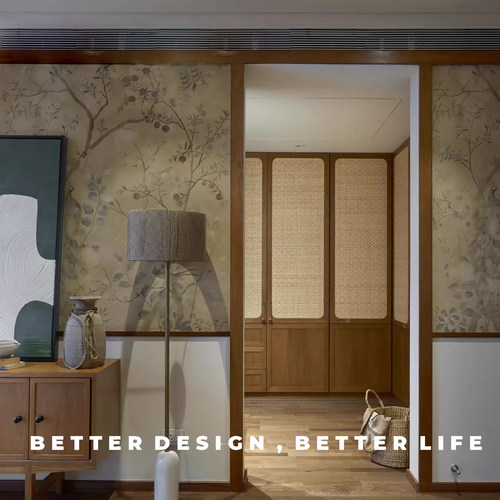 定制小红书中古风新中式新法式花鸟图高端背景墙纸北欧壁布定制 - 图0