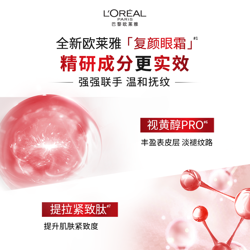 欧莱雅复颜眼霜积雪草紧致抗皱补水保湿滋润淡化细纹视黄醇护肤女,淘宝优惠券,粉丝福利购,淘宝优惠卷