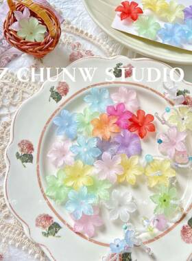 【寒樱花】磨砂质感立体春日小花樱花串珠diy手链项链材料配件