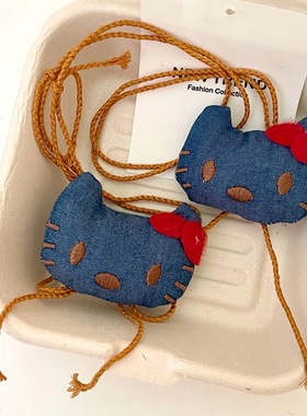 可爱玩偶小猫长款吊坠项链胸针秋冬布艺挂脖毛衣链装饰配饰卫衣链