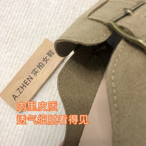 真磨砂皮复古勃肯鞋软底软面防滑牛筋底包头拖复古奶奶鞋日系圆头 - 图2