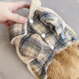 Двухслойная куртка клетки, одежда для домашних животных, собачья одежда, плюс бархат, утолщенная осень и зимняя теплая одежда, маленькая собака, красивая собака