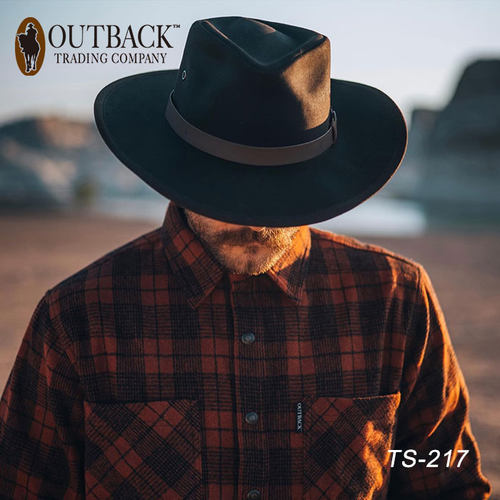 美国进口OUTBACK西部纯棉油布防水牛仔帽澳洲牛仔骑士帽 - 图1