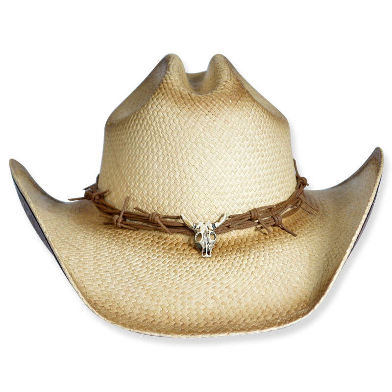 美国进口dallas西部牛仔帽牛骷头草编西式马术帽子夏季遮阳巨人