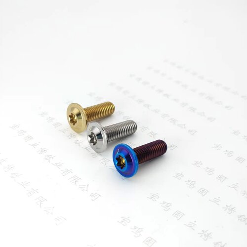 钛合金刹车盘螺丝M8薄飞碟头矮头全螺纹金色烧蓝电动摩托车改装 - 图1