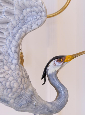 法式奢华艺术陶瓷白色仙鹤摆件