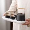 Xiangxing Black Pottery Travel Tea Set Portable Outdoor Camping Ceramic Teapot One Pot Four Cups Drinking Tea Tray