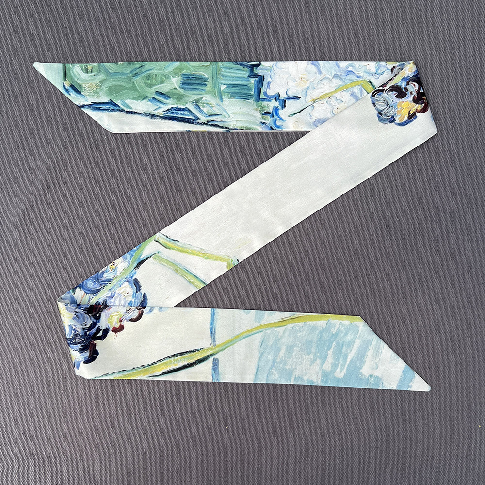 梵高油画花康乃馨玻璃飘带丝带百搭长条窄丝巾发带编发绕包绕耳机,淘宝优惠券,粉丝福利购,淘宝优惠卷
