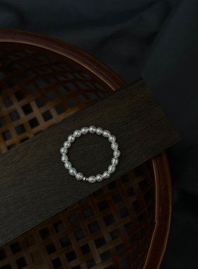 天然淡水珍珠戒指小众设计高级感叠戴轻奢食指尾戒中国风简约指环