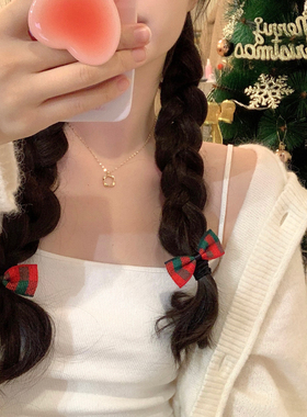 圣诞色蝴蝶结头绳发圈女