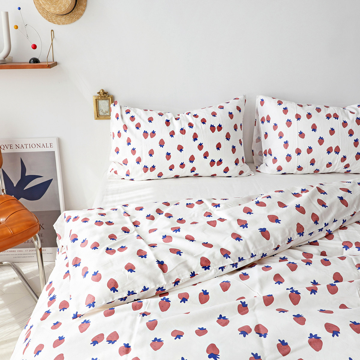 蜗牛塔 水蜜桃纯棉被套 ins清新田园水果全棉被罩单件单品,淘宝优惠券,粉丝福利购,淘宝优惠卷