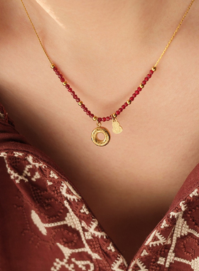 不褪色红色福字葫芦短链项链女
