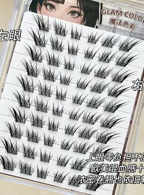 正品苏妲己狐系免胶自粘假睫毛斜飞单簇清冷自然仿真分段式九尾眼