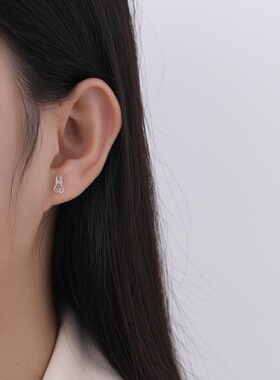 纯银耳钉女S999純银跨境个性猫咪足银耳饰高级感小众设计款耳