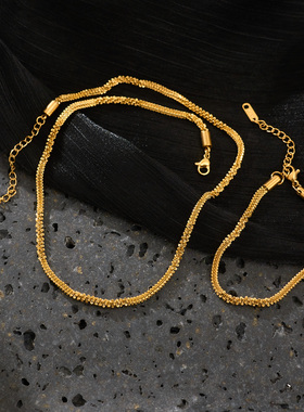 【DASEIN】春夏季18k镀金钛钢防掉色低致敏ins独特雪花链项链套装