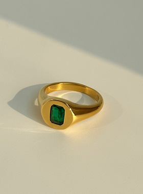 钛钢气质复古防水锆石戒指多色