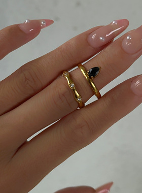 DASEIN ACC欧美时尚单品OOTD轻奢个性送女友礼物钛钢黑色锆石戒指