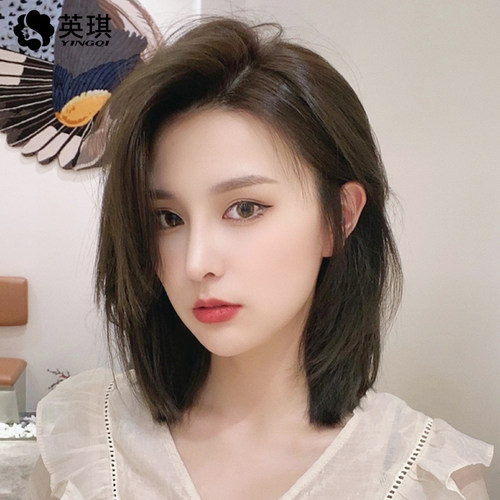假发女中长直发锁骨发自然全头套气质短发偏分发型全真人发丝发套 - 图1