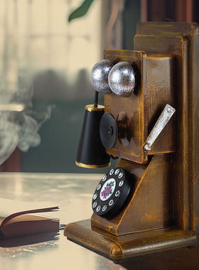 欧式金属纯手工复古电话机摆件