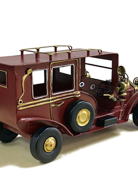 复古怀旧红色老爷车铁质摆件