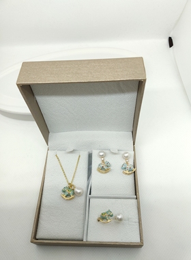 多巴胺彩珐琅淡水珍珠女简约轻奢高级感锁骨链吊坠颈戒指套装饰品