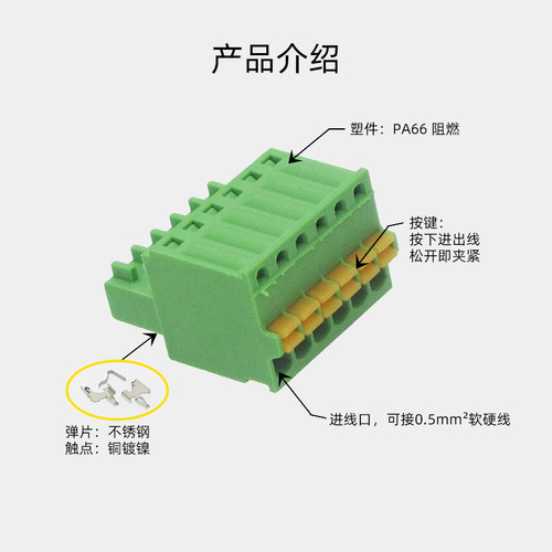 15EDGKD2.5mm小间距弹簧按压插拔式接线端子2p免螺丝快速接线插头 - 图1