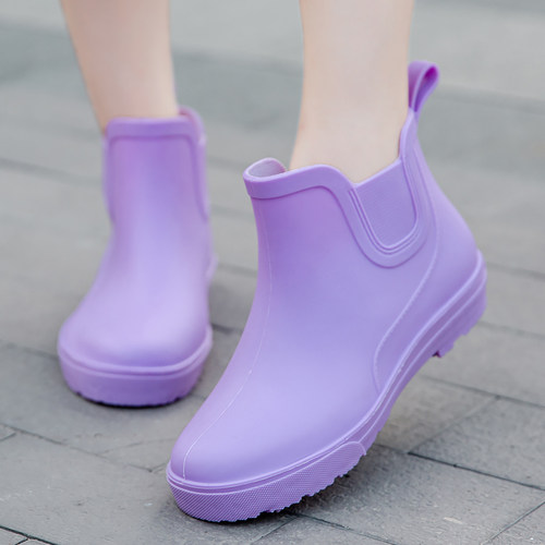 雨鞋女 韩版低筒时尚学生水鞋女34-41码防水靴防滑短筒加棉胶鞋套 - 图1