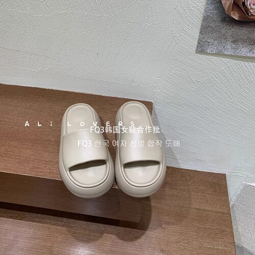 FQ3 实拍Alilover新款一字带露趾软底防滑厚底凉鞋拖外穿女拖鞋 - 图3