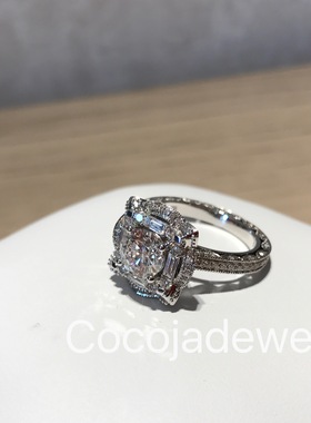 18k白金群镶超显大克拉天然南非gia钻石镶钻超豪华钻石戒指订制