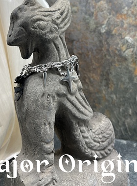 美作原创MAJOR 荆棘黑玫瑰花星月朋克钛钢缠绕手链「星光序曲」