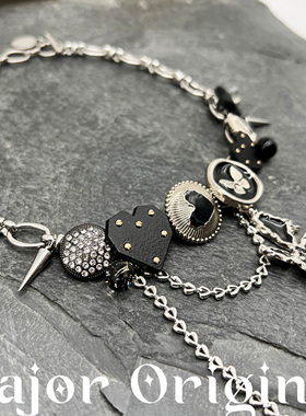 美作原创MAJOR  蝴蝶爱心暗黑风锁骨项链「夜幕之舞」朋克钛钢y2k