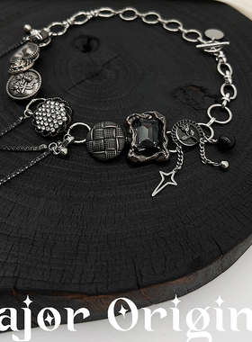 美作原创MAJOR 高级感暗黑爆闪链条「星夜梦旅」轻奢锁骨朋克项链