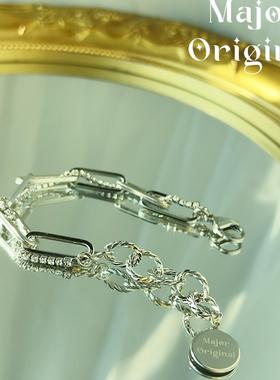 美作原创MAJOR 双层缠绕镶锆石手链轻奢小众设计感精致简约冷淡风